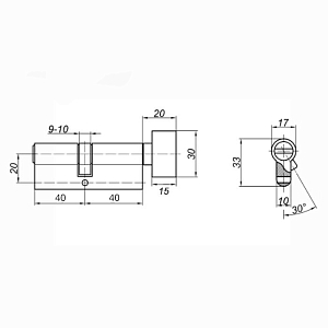 DORMA Цилиндровый механизм CBR-1 80 (40х40В) ключ/вертушка, никель #225148